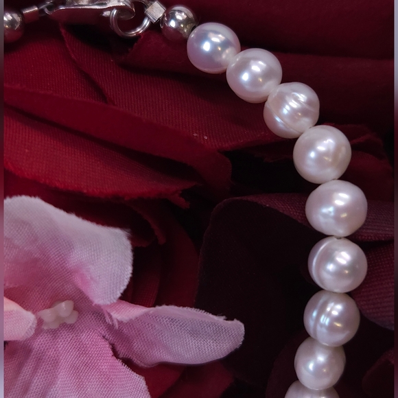 Handmade Genuine Rose Akoya Pearl Necklace Sterling Silver Clasp 16" Choker - Picture 10 of 16